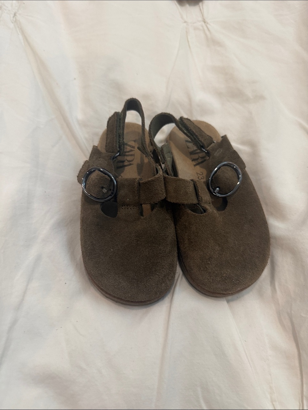 ZARA Kids Brown Suede Slingback Sandals size 7